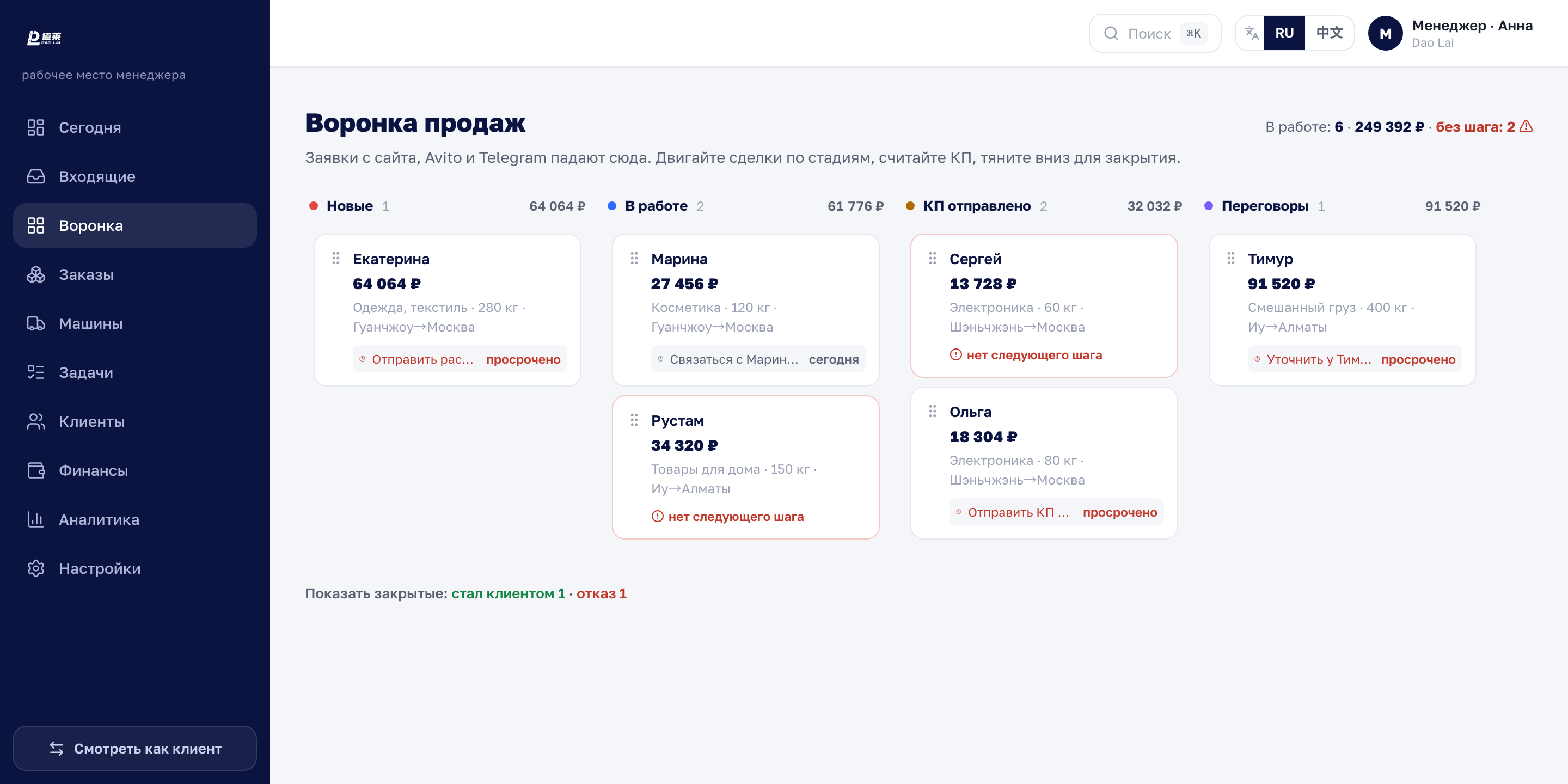 Разработка CRM-системы — воронка и канбан сделок в кастомной CRM